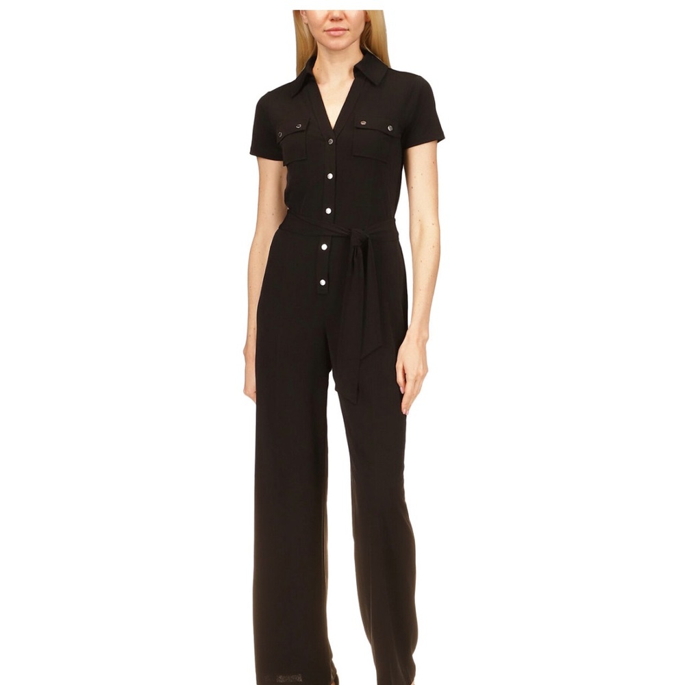 Women’s Split Neck Button Down Jumpsuit